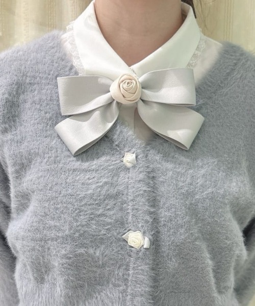 F i.n.t（フィント）の「ローズモチーフリボンバレッタ/fint（バレッタ/ヘアクリップ・レディース・ピンク/ブルーグレー・FREE）」の5枚目の写真