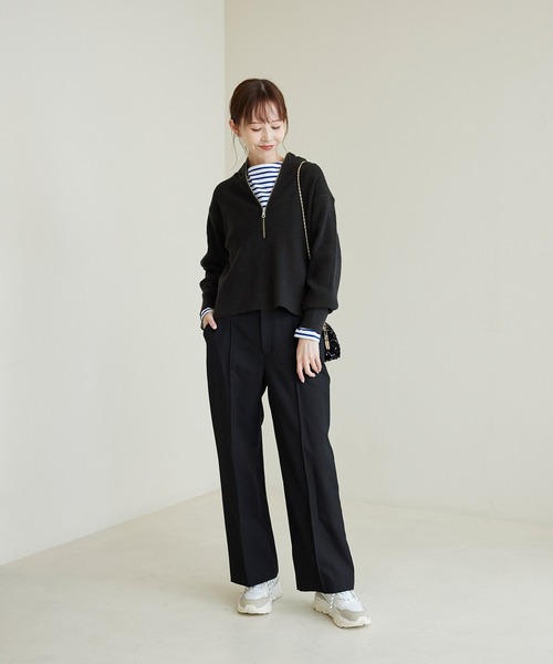 ROPE' PICNIC（ロペピクニック）の「ハーフジップニットプルオーバー（ニット/セーター・レディース・ベージュ/グレー系その他/ブラック・38）」の4枚目の写真