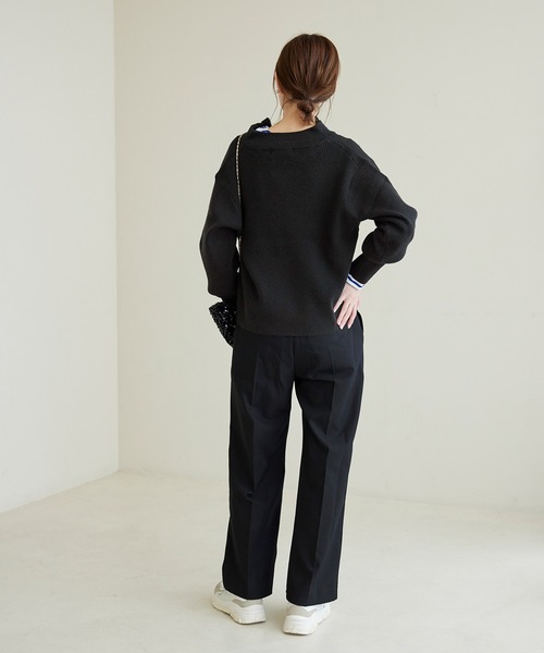 ROPE' PICNIC（ロペピクニック）の「ハーフジップニットプルオーバー（ニット/セーター・レディース・ベージュ/グレー系その他/ブラック・38）」の6枚目の写真