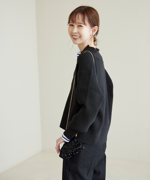 ROPE' PICNIC（ロペピクニック）の「ハーフジップニットプルオーバー（ニット/セーター・レディース・ベージュ/グレー系その他/ブラック・38）」の10枚目の写真