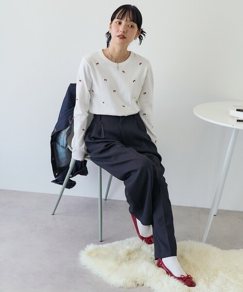 セール】ミニリボン刺繍 ロンT（Tシャツ/カットソー）｜FREAK'S STORE