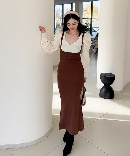Jasmine Grandiflorum(ジャスミングランディフローラム)の「【Jasmine】ハイウエストサスペンダースカート(スカート・レディース・ブラック/チョコ/ダークグレー・FREE)」の18枚目の写真