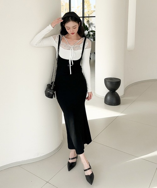 セール】【Jasmine】ハイウエストサスペンダースカート（スカート