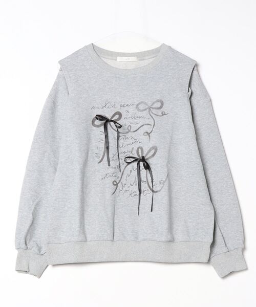 Never mind the XU / Chikashitsu+(ネバーマインド ザ エックスユー / チカシツプラス)の「【nmtc+】ribbon design sweat shirt / 【エヌエムティーシープラス】リボンデザイン長袖スウェット(スウェット・レディース・ブラック/グレー・ONE SIZE)」の3枚目の写真