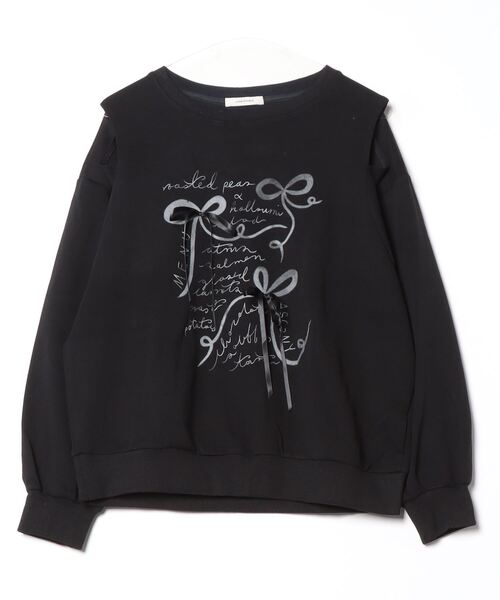 Never mind the XU / Chikashitsu+(ネバーマインド ザ エックスユー / チカシツプラス)の「【nmtc+】ribbon design sweat shirt / 【エヌエムティーシープラス】リボンデザイン長袖スウェット(スウェット・レディース・ブラック/グレー・ONE SIZE)」の8枚目の写真