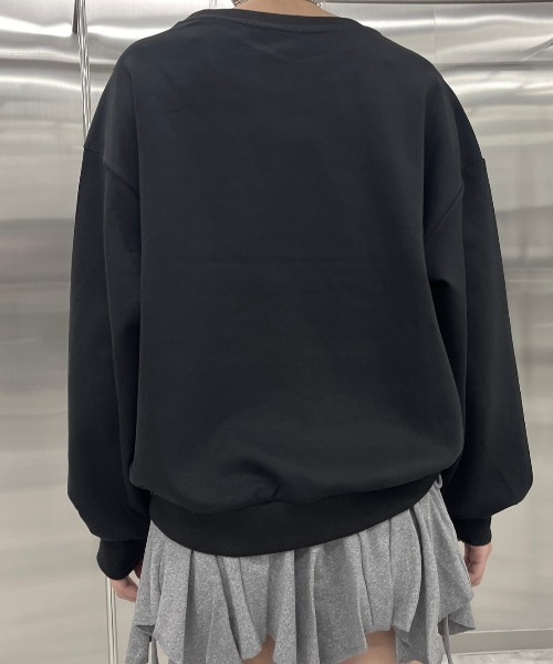 Never mind the XU / Chikashitsu+(ネバーマインド ザ エックスユー / チカシツプラス)の「【nmtc+】ribbon design sweat shirt / 【エヌエムティーシープラス】リボンデザイン長袖スウェット(スウェット・レディース・ブラック/グレー・ONE SIZE)」の6枚目の写真