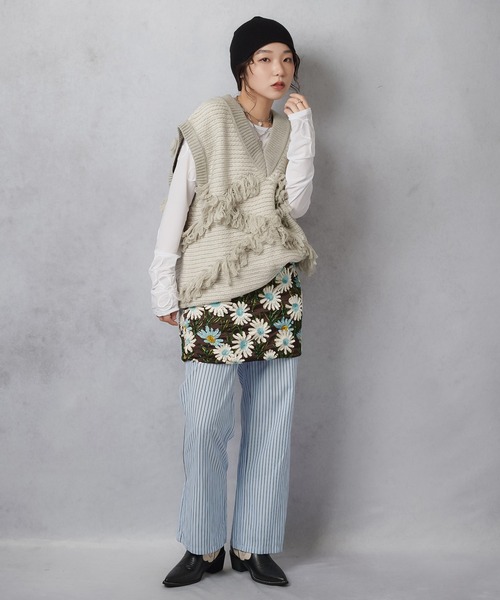 Lull（ルル）の「【Lull / ルル】モノトーンフリンジニットベスト（ベスト・レディース・オフホワイト/杢グレー・ONESIZE）」の14枚目の写真