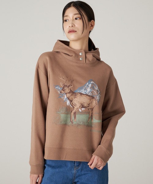 【セール】スタンドネック グラフィック スウェットパーカー（パーカー）｜Eddie Bauer（エディーバウアー）