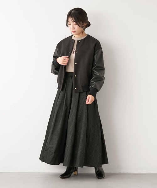 マイカアンドディール　ウールドッキングスリーブ ノーカラーブルゾン MICA&DEAL（マイカ＆ディール）の「ドッキングスリーブノー