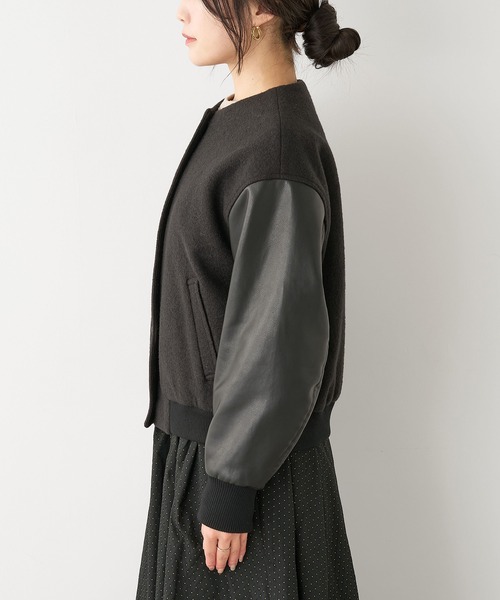 マイカアンドディール　ウールドッキングスリーブ ノーカラーブルゾン 楽天市場】MICA&DEAL マイカアンドディール ウール ドッキング