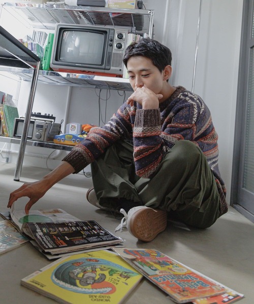 niko and...（ニコアンド）の「レトロフェアアイルニットプルオーバー（ニット/セーター・メンズ・ブラウン/グリーン/ベージュ・MEDIUM/LARGE）」の5枚目の写真