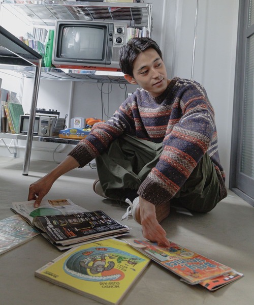 niko and...（ニコアンド）の「レトロフェアアイルニットプルオーバー（ニット/セーター・メンズ・ブラウン/グリーン/ベージュ・MEDIUM/LARGE）」の6枚目の写真