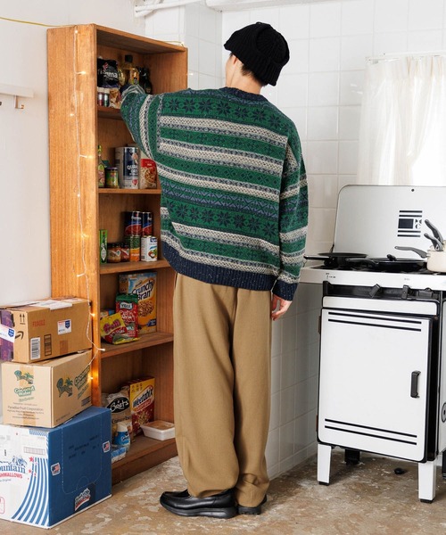 niko and...（ニコアンド）の「レトロフェアアイルニットプルオーバー（ニット/セーター・メンズ・ブラウン/グリーン/ベージュ・MEDIUM/LARGE）」の17枚目の写真