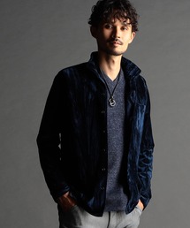 NICOLE CLUB FOR MEN | ストレッチプリーツベルベット スタンドシャツ(シャツ/ブラウス)