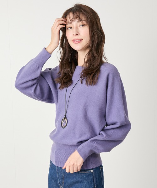Jayro（ジャイロ）の「ドルマンボートネックニット（ニット/セーター・レディース・ベージュ/ネイビー/ブラック/パープル/グレー/ホワイト系その他/カーキ/ピンク/オレンジ・FREE）」の7枚目の写真