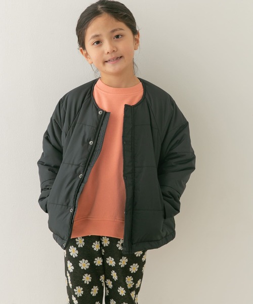 URBAN RESEARCH DOORS(アーバンリサーチドアーズ)の「『洗濯可/撥水』マフラー付き中綿ノーカラージャケット(KIDS)(その他アウター・キッズ・ミント/ブラック・135/120/105)」の8枚目の写真