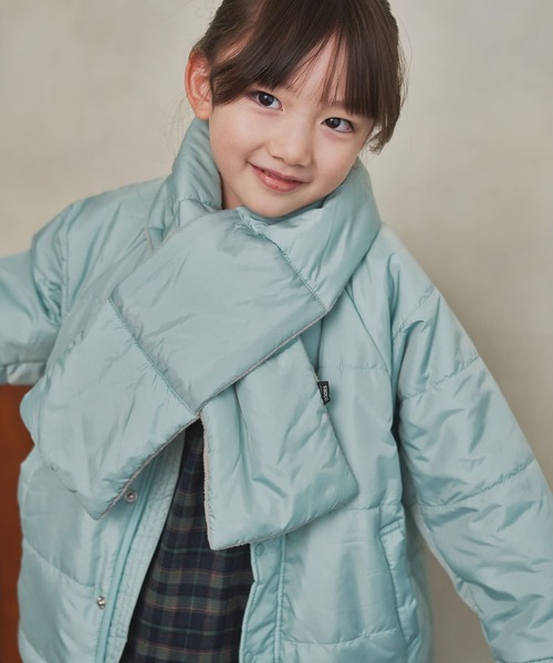 URBAN RESEARCH DOORS(アーバンリサーチドアーズ)の「『洗濯可/撥水』マフラー付き中綿ノーカラージャケット(KIDS)(その他アウター・キッズ・ミント/ブラック・135/120/105)」の14枚目の写真