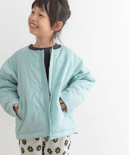 URBAN RESEARCH DOORS(アーバンリサーチドアーズ)の「『洗濯可/撥水』マフラー付き中綿ノーカラージャケット(KIDS)(その他アウター・キッズ・ミント/ブラック・135/120/105)」の15枚目の写真