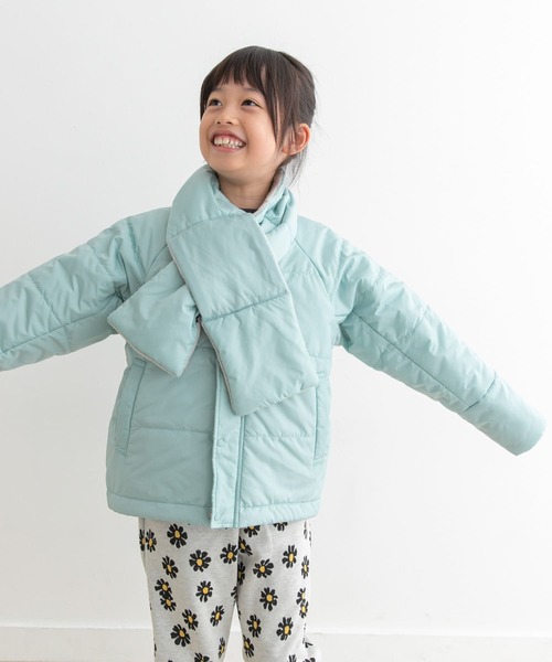 URBAN RESEARCH DOORS(アーバンリサーチドアーズ)の「『洗濯可/撥水』マフラー付き中綿ノーカラージャケット(KIDS)(その他アウター・キッズ・ミント/ブラック・135/120/105)」の17枚目の写真
