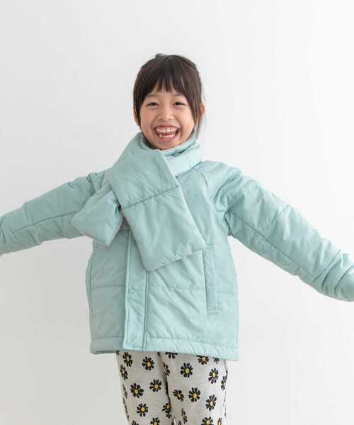 URBAN RESEARCH DOORS(アーバンリサーチドアーズ)の「『洗濯可/撥水』マフラー付き中綿ノーカラージャケット(KIDS)(その他アウター・キッズ・ミント/ブラック・135/120/105)」の18枚目の写真