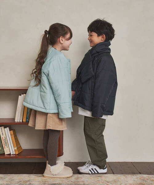 セール】『洗濯可/撥水』マフラー付き中綿ノーカラージャケット