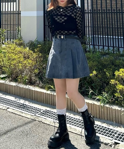 DearMyLoveRose(ディアマイラブローズ)の「厚底レースアップWベルトブーツ(ブーツ・レディース・ブラック系その他/ブラック・22.5cm/23cm/23.5cm/24cm/24.5cm)」の3枚目の写真