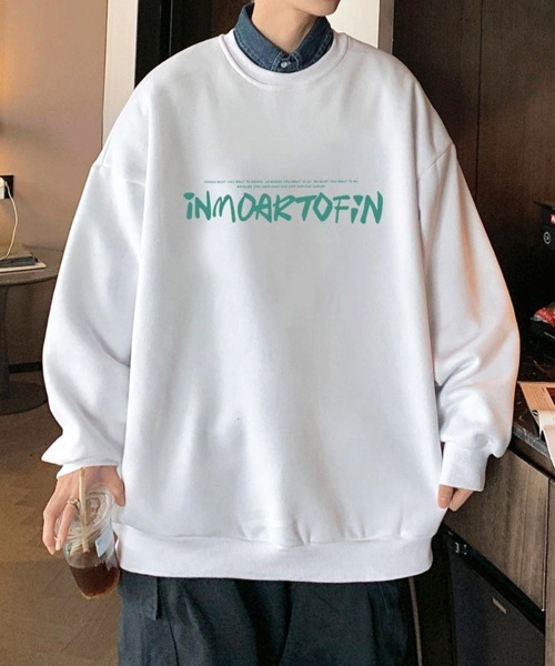 NOWLE（ノウル）の「【NOWLE】ルーズシルエット フロントロゴ 裏起毛 スウェット/トレーナー（スウェット・メンズ・ホワイト/グレー/ブラウン/ブラック/ダークグレー・MEDIUM/LARGE/X-LARGE）」の2枚目の写真