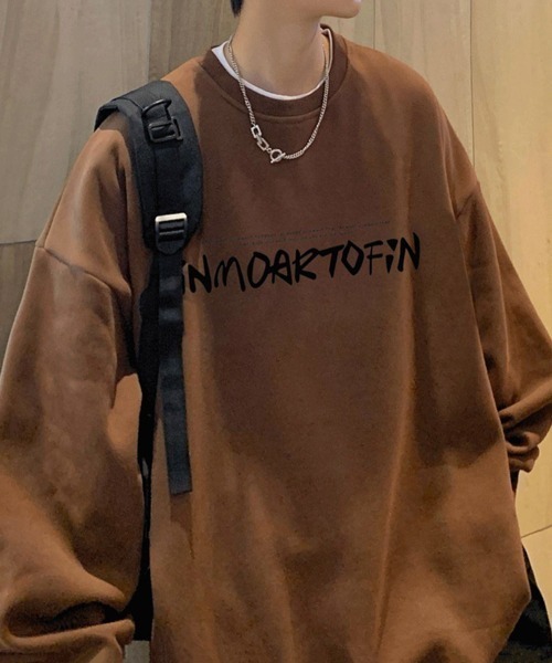 NOWLE（ノウル）の「【NOWLE】ルーズシルエット フロントロゴ 裏起毛 スウェット/トレーナー（スウェット・メンズ・ホワイト/グレー/ブラウン/ブラック/ダークグレー・MEDIUM/LARGE/X-LARGE）」の8枚目の写真