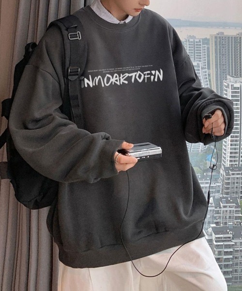 NOWLE（ノウル）の「【NOWLE】ルーズシルエット フロントロゴ 裏起毛 スウェット/トレーナー（スウェット・メンズ・ホワイト/グレー/ブラウン/ブラック/ダークグレー・MEDIUM/LARGE/X-LARGE）」の14枚目の写真