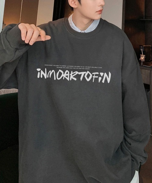 NOWLE（ノウル）の「【NOWLE】ルーズシルエット フロントロゴ 裏起毛 スウェット/トレーナー（スウェット・メンズ・ホワイト/グレー/ブラウン/ブラック/ダークグレー・MEDIUM/LARGE/X-LARGE）」の15枚目の写真