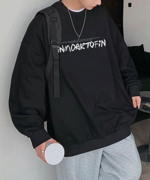 NOWLE（ノウル）の「【NOWLE】ルーズシルエット フロントロゴ 裏起毛 スウェット/トレーナー（スウェット・メンズ・ホワイト/グレー/ブラウン/ブラック/ダークグレー・MEDIUM/LARGE/X-LARGE）」の18枚目の写真