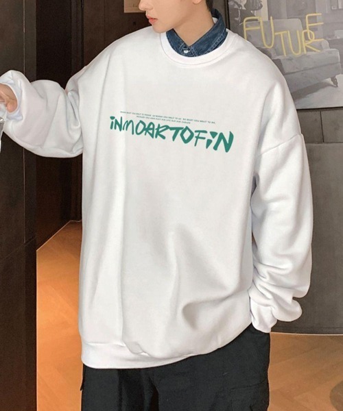 NOWLE（ノウル）の「【NOWLE】ルーズシルエット フロントロゴ 裏起毛 スウェット/トレーナー（スウェット・メンズ・ホワイト/グレー/ブラウン/ブラック/ダークグレー・MEDIUM/LARGE/X-LARGE）」の22枚目の写真