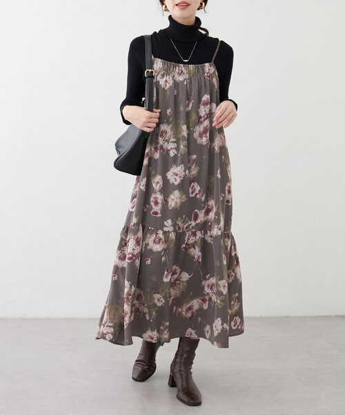 natural couture(ナチュラルクチュール)の「【mamamo】フロントシャーリングキャミワンピース(ワンピース・レディース・その他1/ブラウン/ブラック・FREE)」の20枚目の写真