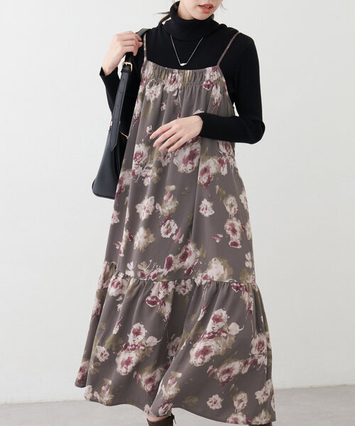natural couture(ナチュラルクチュール)の「【mamamo】フロントシャーリングキャミワンピース(ワンピース・レディース・その他1/ブラウン/ブラック・FREE)」の21枚目の写真