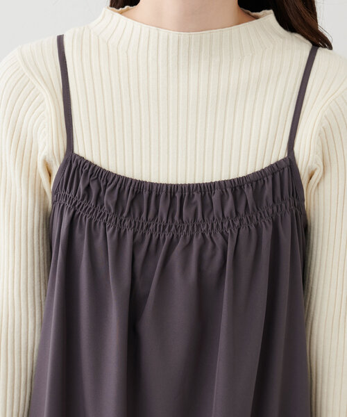 natural couture(ナチュラルクチュール)の「【mamamo】フロントシャーリングキャミワンピース(ワンピース・レディース・その他1/ブラウン/ブラック・FREE)」の11枚目の写真