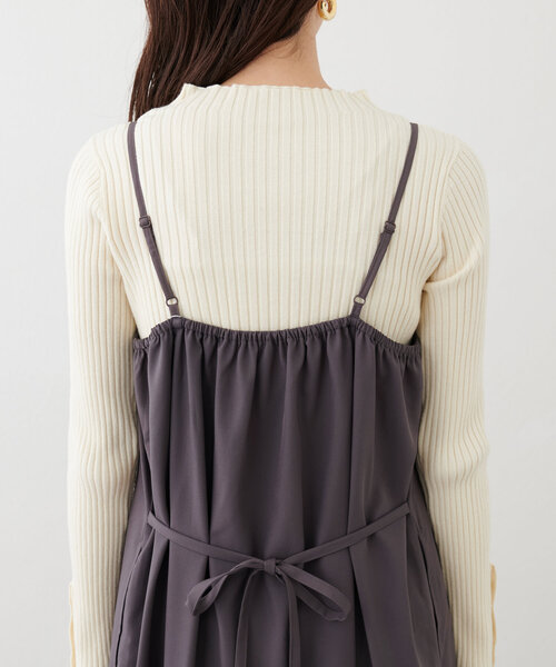 natural couture(ナチュラルクチュール)の「【mamamo】フロントシャーリングキャミワンピース(ワンピース・レディース・その他1/ブラウン/ブラック・FREE)」の17枚目の写真