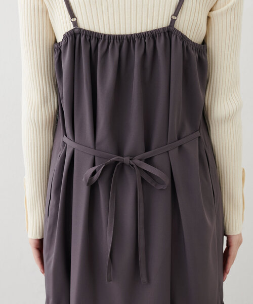natural couture(ナチュラルクチュール)の「【mamamo】フロントシャーリングキャミワンピース(ワンピース・レディース・その他1/ブラウン/ブラック・FREE)」の18枚目の写真