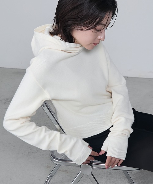 Hooded cropped knit / フーディクロップドニット（ニット