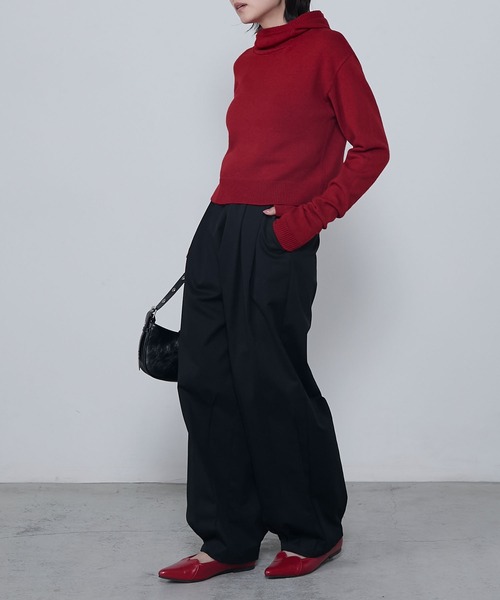 セール】Hooded cropped knit / フーディクロップドニット