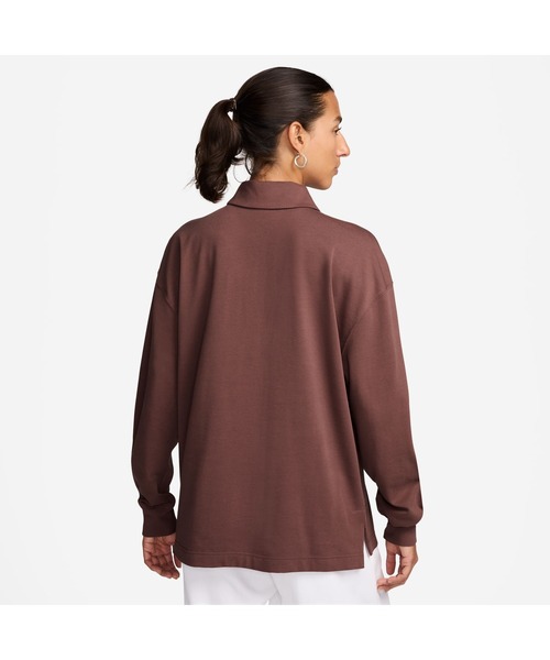 NIKE（ナイキ）の「ナイキ NIKE ナイキ  NSW エッセンシャル OS L/S ポロ（ポロシャツ・レディース・ブラウン/ブラック/ダークグリーン・M/L）」の6枚目の写真
