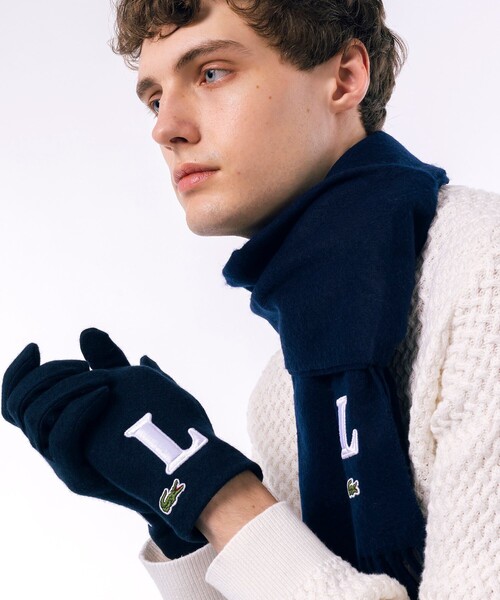 LACOSTE(ラコステ)の「Lステッチジャージグローブ(手袋・メンズ・グレー/ダークネイビー/ブラック・FREE)」の8枚目の写真