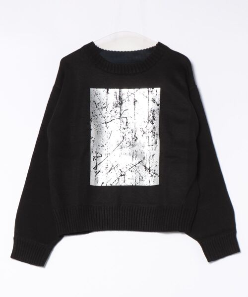 SLASHER グラフィック ニットセーター graffiti ripped sweater loose knit sweater unisex オーバー