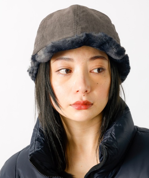 Ruben(ルーベン)の「【RUBEN】リバーシブル ファーキャップ / RUS-8282(キャップ・レディース・ブラック/アイボリー/モカ・フリー)」の1枚目の写真