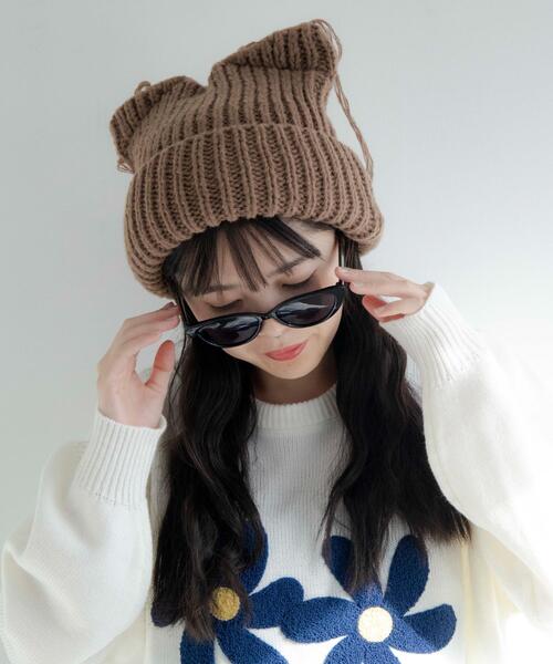 WEGO（ウィゴー）の「WEGO/ローゲージネコミミニットキャップ（ニットキャップ/ビーニー・レディース・ブラウン/レッド/ブラック/グレー・FREE）」の7枚目の写真