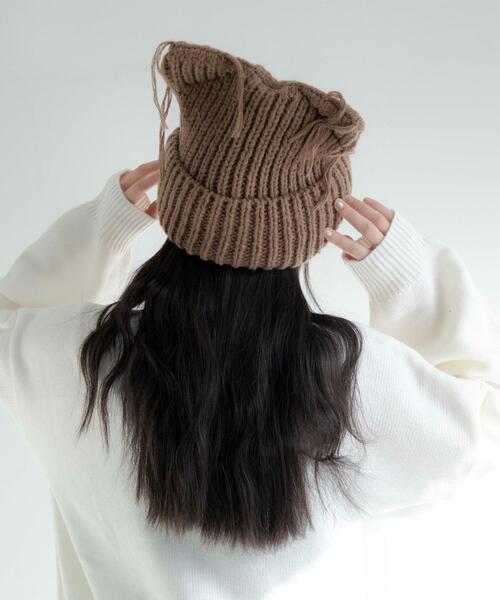 WEGO（ウィゴー）の「WEGO/ローゲージネコミミニットキャップ（ニットキャップ/ビーニー・レディース・ブラウン/レッド/ブラック/グレー・FREE）」の8枚目の写真
