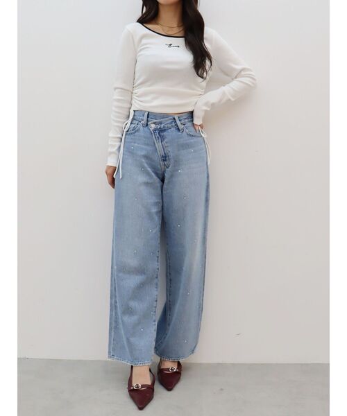 EVRIS（エヴリス）の「サイドドロストワンポイントショートトップス（Tシャツ/カットソー・レディース・ブラック/ホワイト/グレー・FREE）」の10枚目の写真