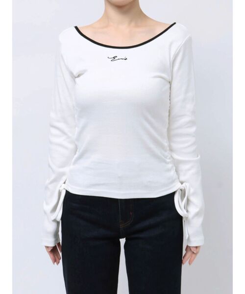 EVRIS（エヴリス）の「サイドドロストワンポイントショートトップス（Tシャツ/カットソー・レディース・ブラック/ホワイト/グレー・FREE）」の22枚目の写真