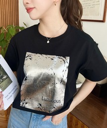 ヴィンテージライク箔プリント半袖Tシャツ