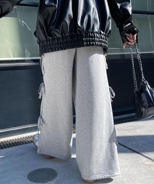 WEGO（ウィゴー）の「WEGO/裏起毛サイドリボンスウェットパンツ（スウェットパンツ・レディース・ブラック/杢グレー・FREE）」の11枚目の写真