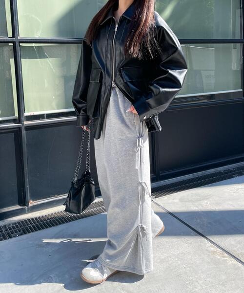 WEGO（ウィゴー）の「WEGO/裏起毛サイドリボンスウェットパンツ（スウェットパンツ・レディース・ブラック/杢グレー・FREE）」の13枚目の写真